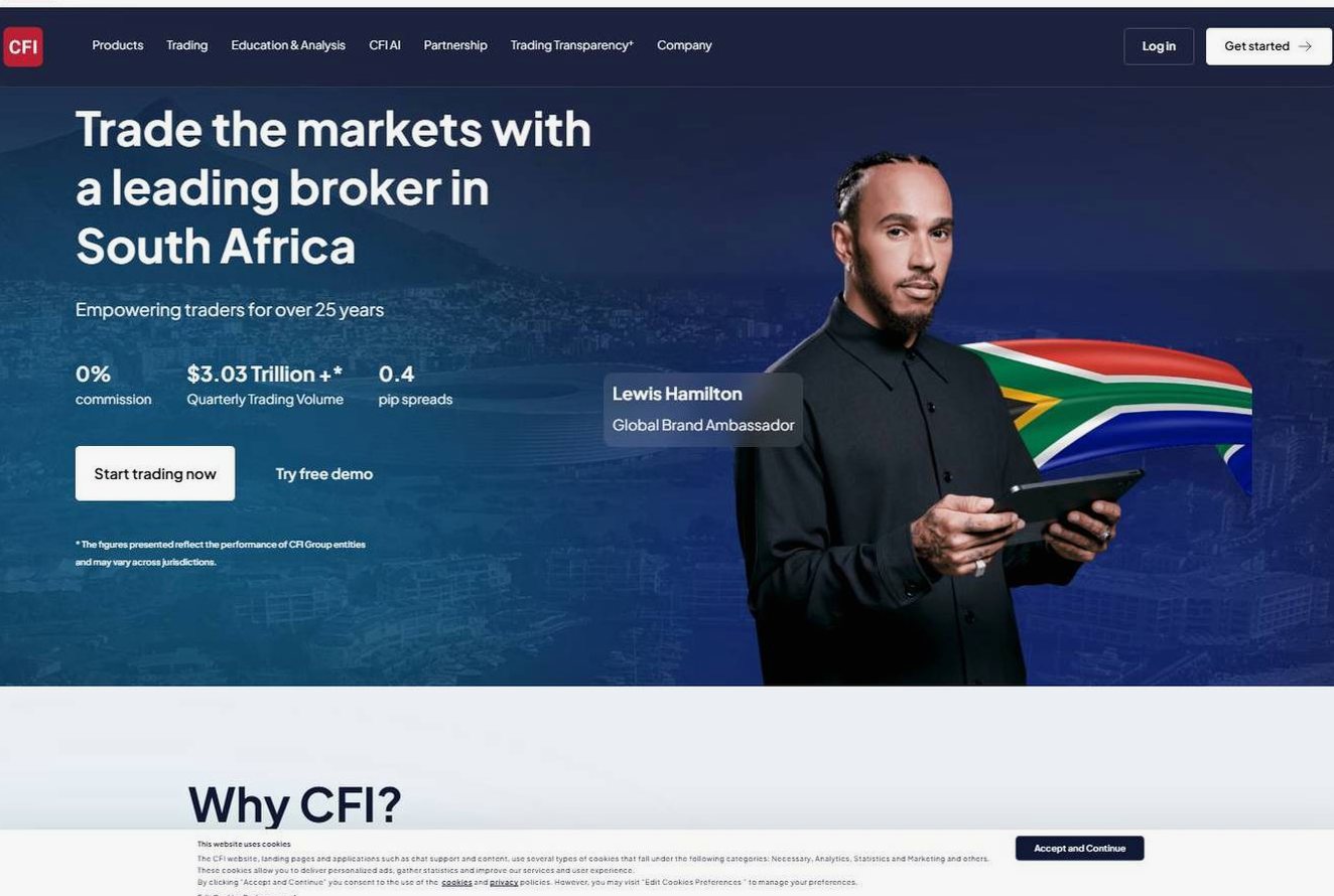 Screenshot of the CFI website