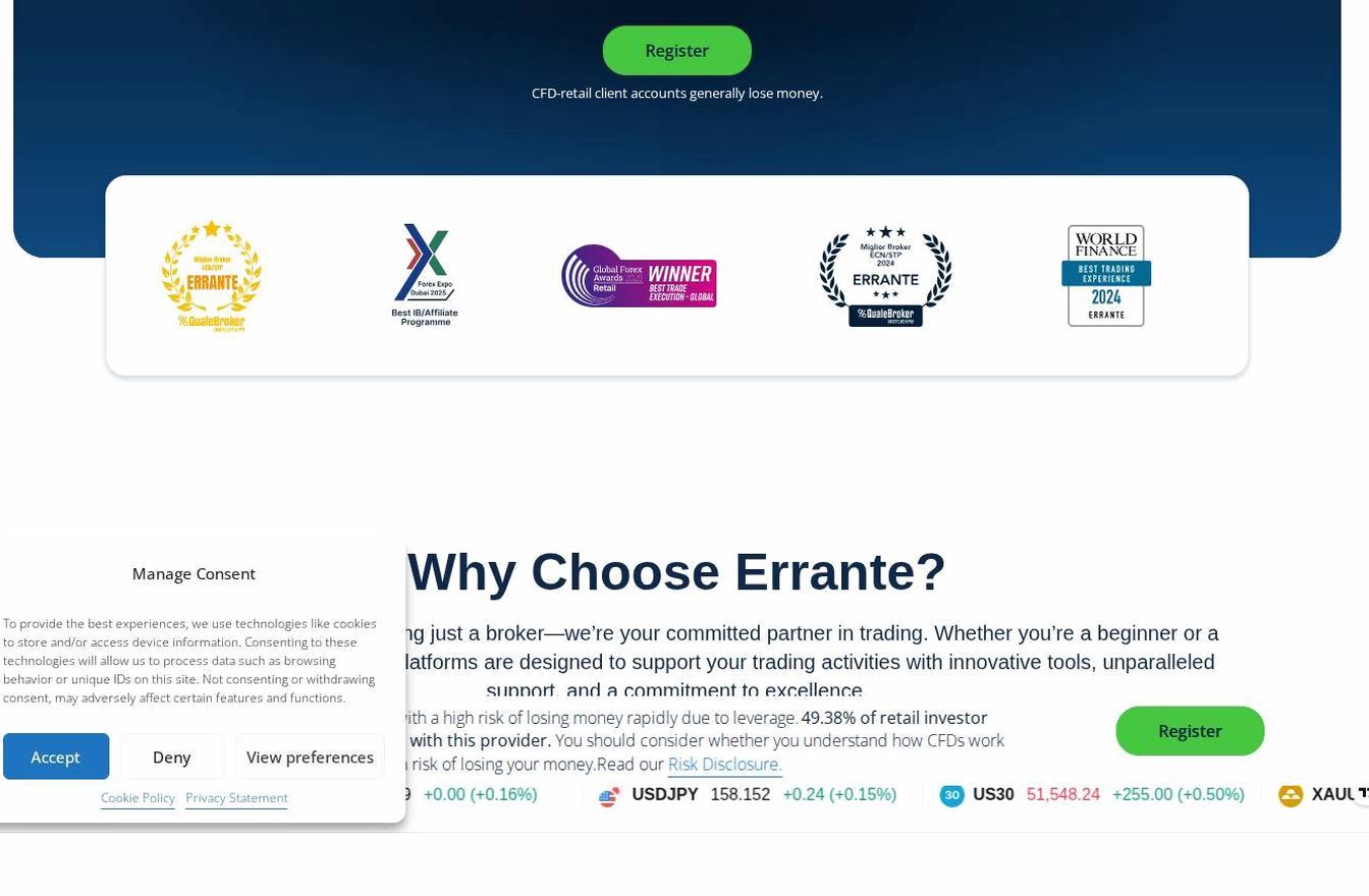 The platform page on the Errante website