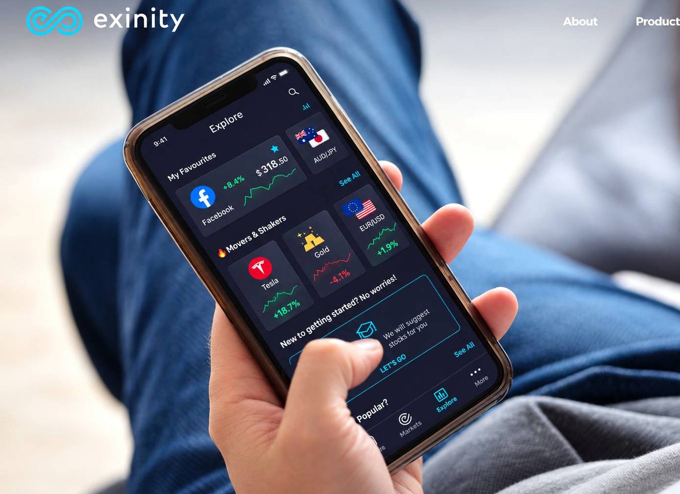 Screenshot of the Exinity website