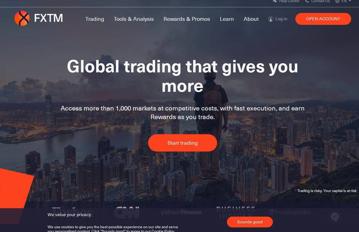 Screenshot of the FXTM website