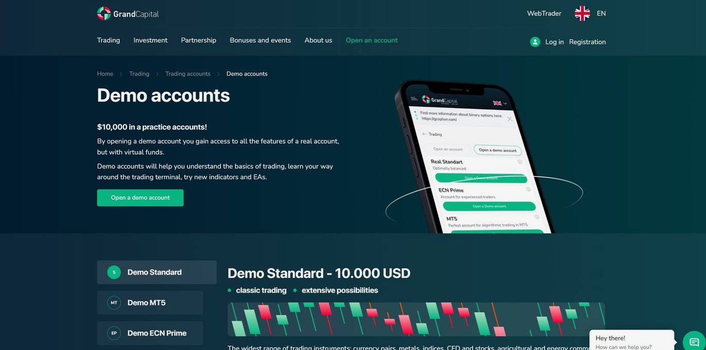 Screenshot of the Grand Capital website
