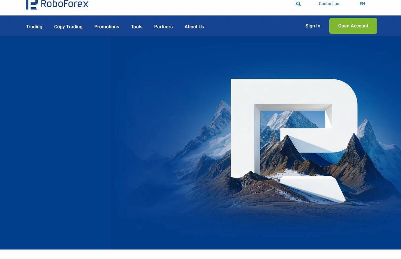 Screenshot of the RoboForex website