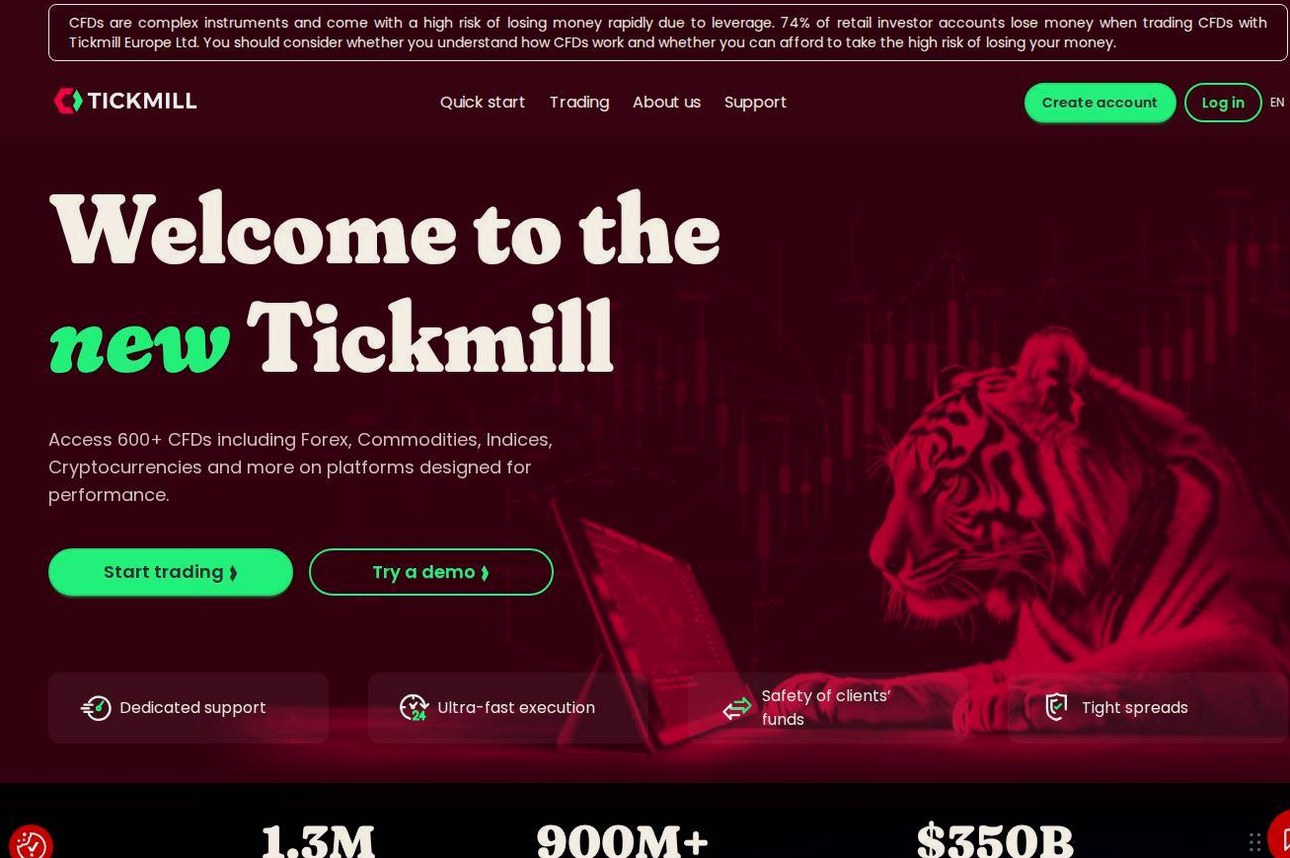 The platform page on the Tickmill website